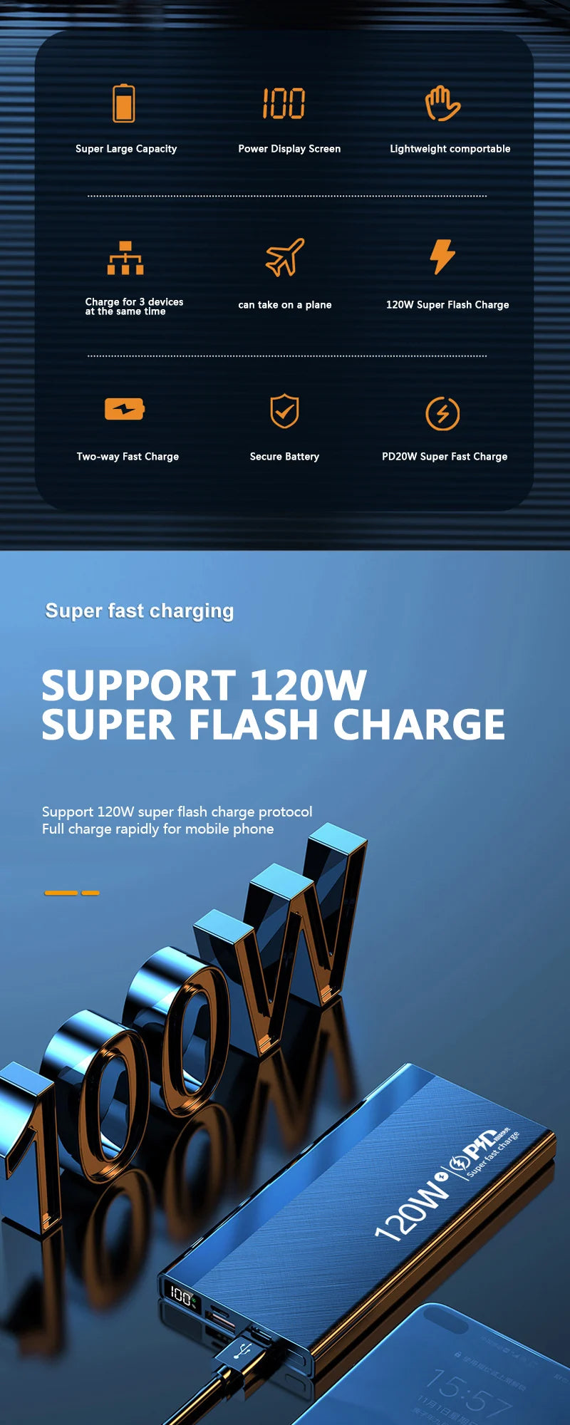 Logo Super Fast Charging Portable Charger Power Bank